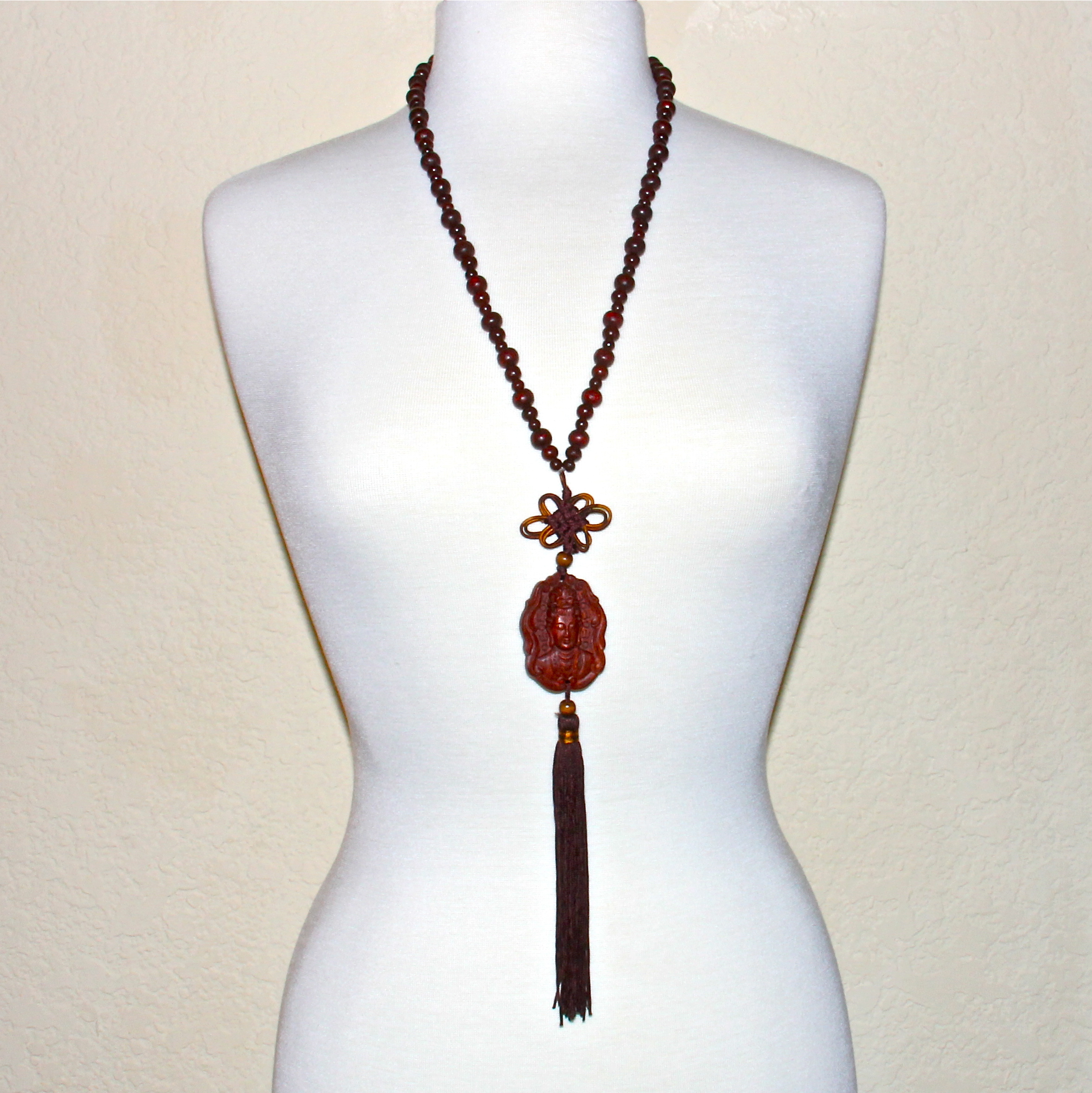 Rosewood Kuan Yin 108 Bead Mala Honoring the Sacred