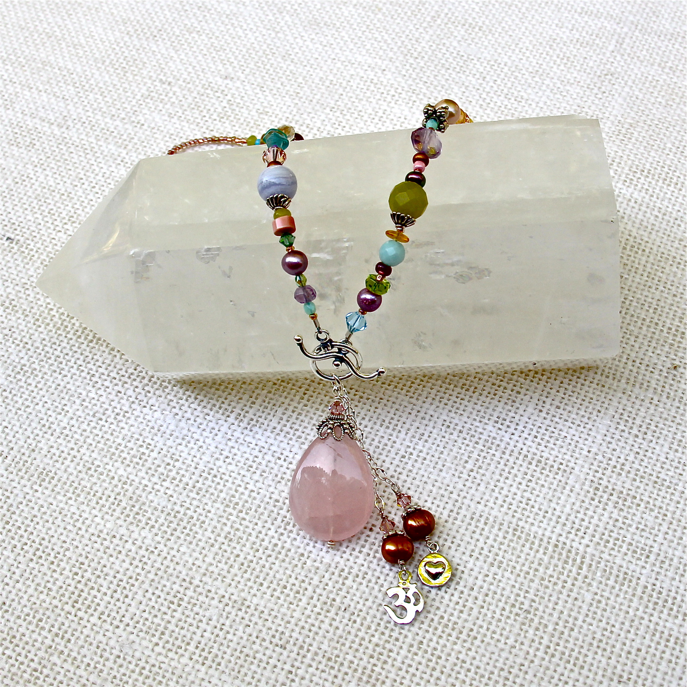 Rose Quartz Gemstone Necklace Honoring the Sacred