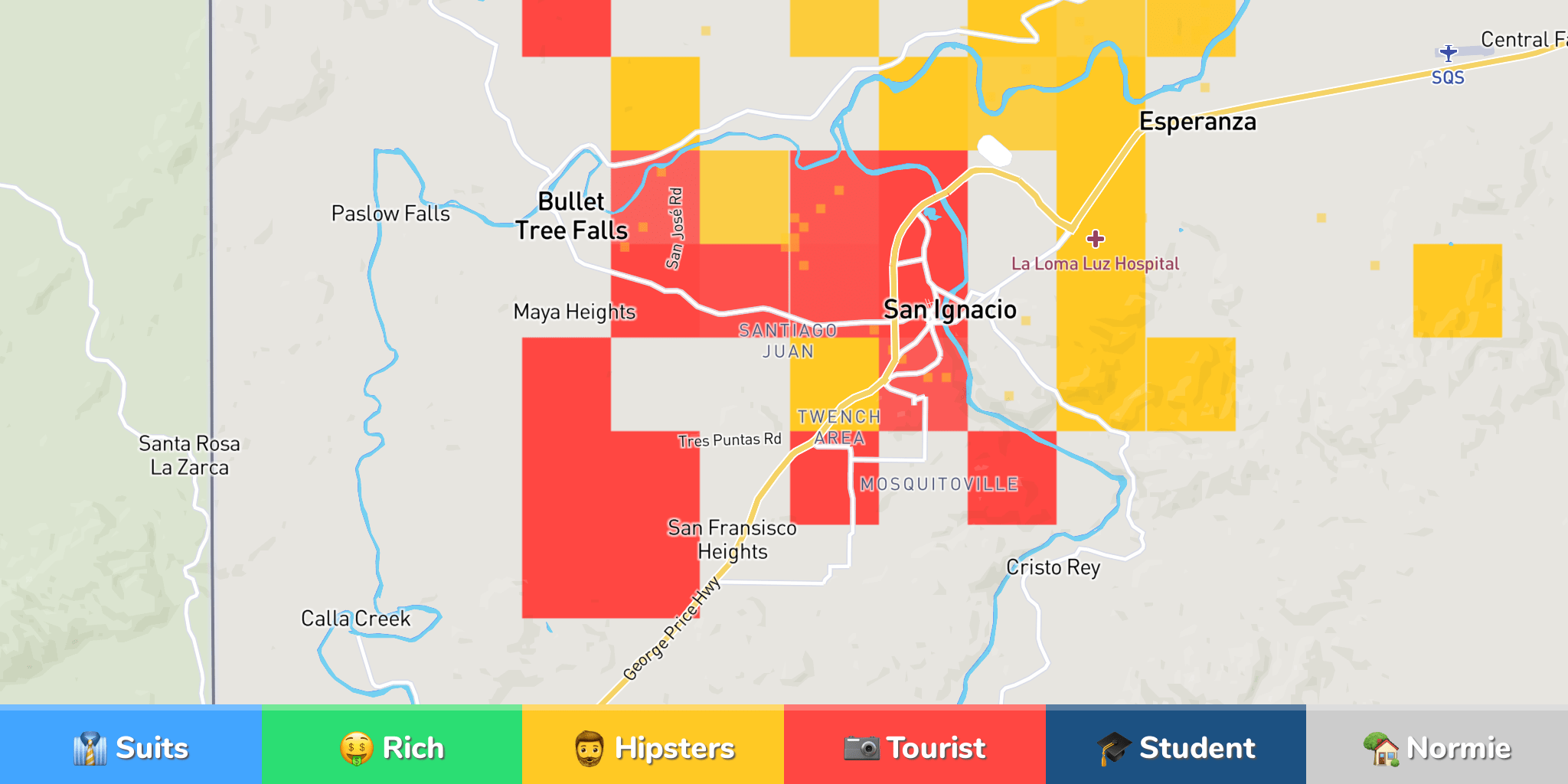 San Ignacio Neighborhood Map