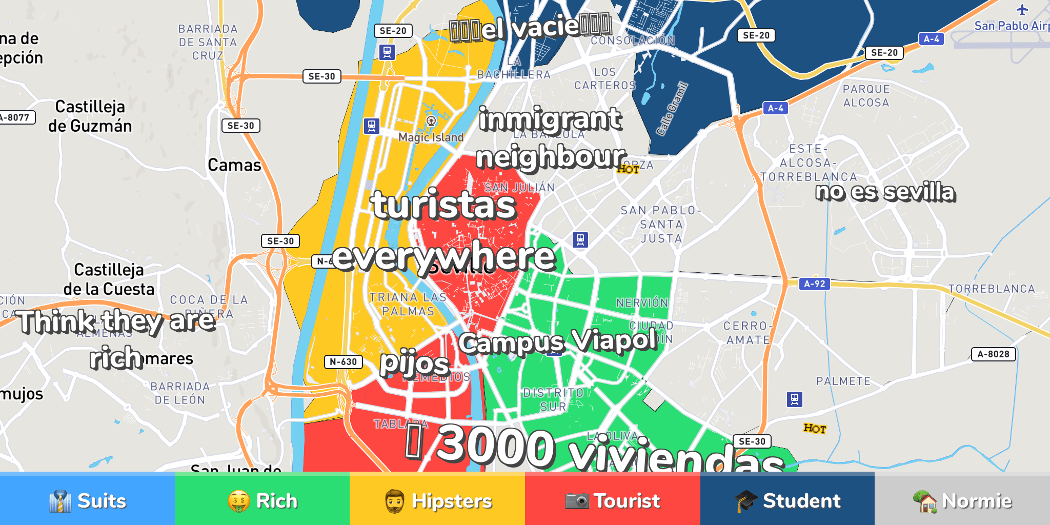 Seville Neighborhood Map