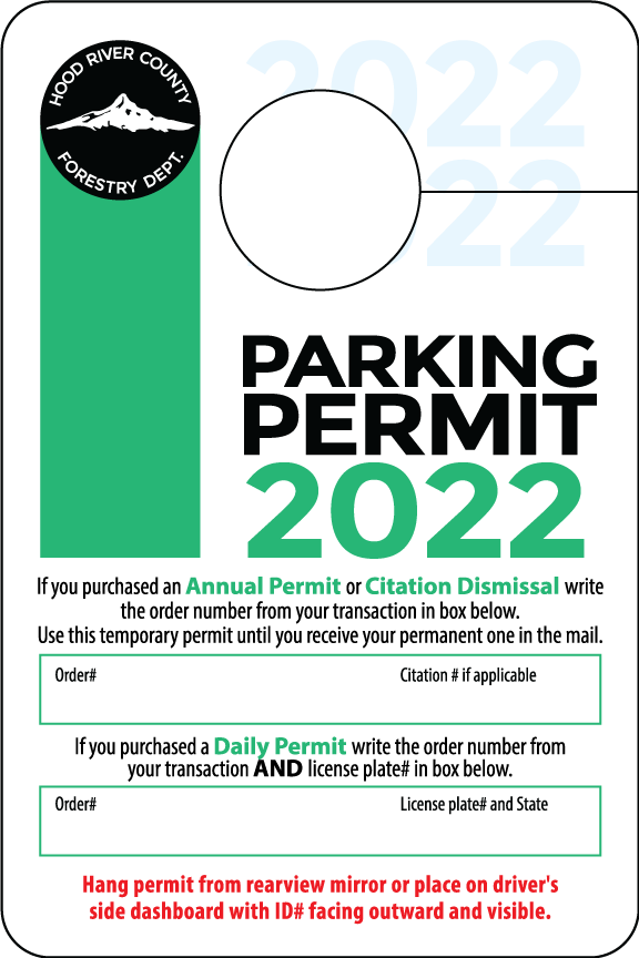 Hood River County Forest Annual Parking Permit Hood River County
