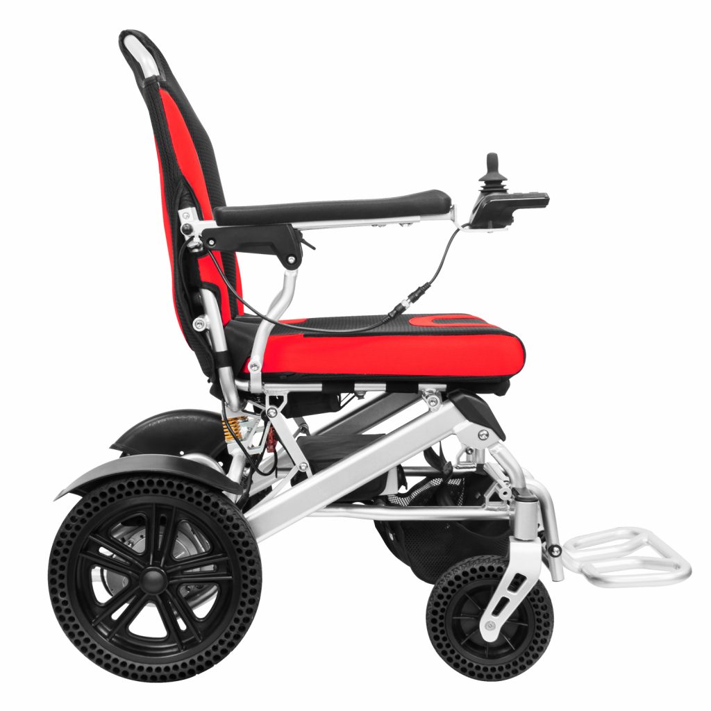 Folding Electric Wheelchair Hooki Tech POP Fold & Go Red Edition