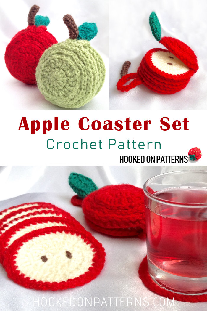 Apple Coaster Crochet Pattern Sliced Set Hooked On Patterns