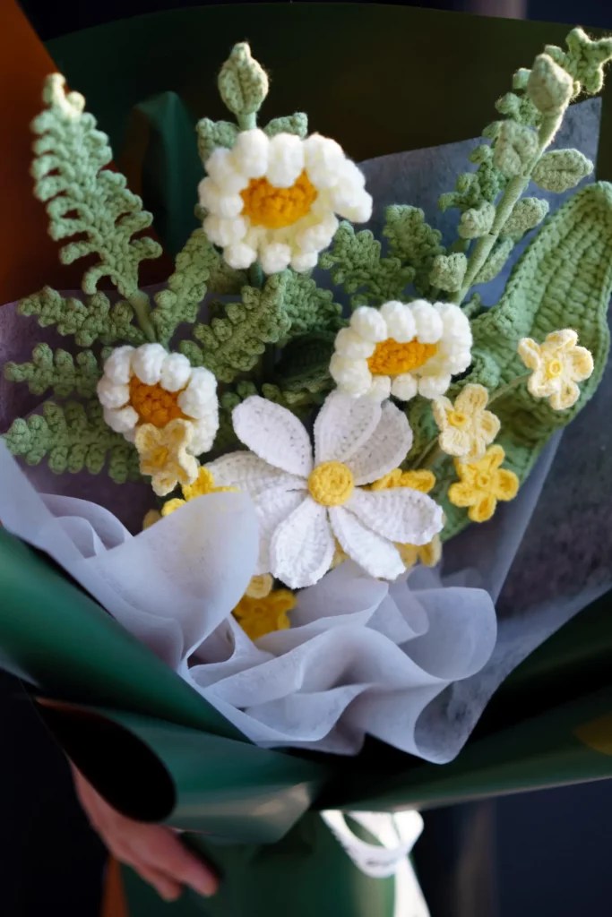Green Crochet Flower Bouquet Hookok