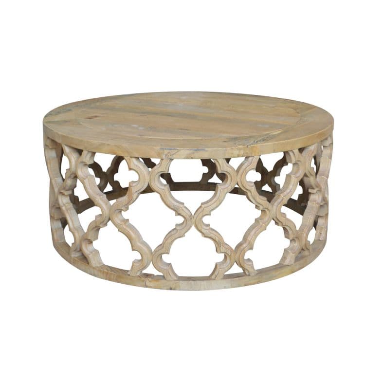 Handcrafted Recycled Elm Round Wood Side Coffee Table Hoolnn