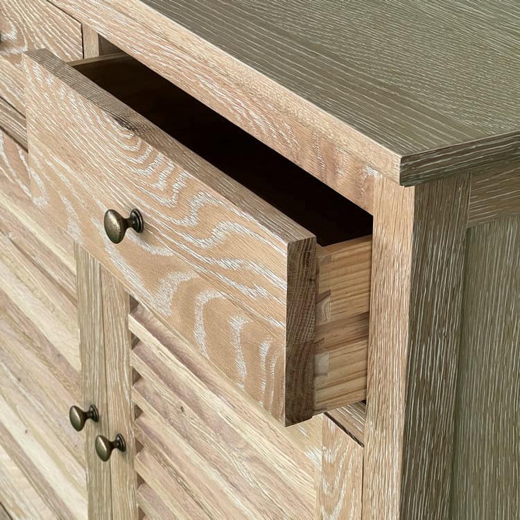 Plantation Buffet Louver Sideboard with Drawers Hoolnn