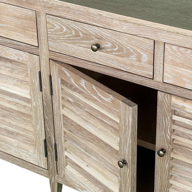 Plantation Buffet Louver Sideboard with Drawers Hoolnn