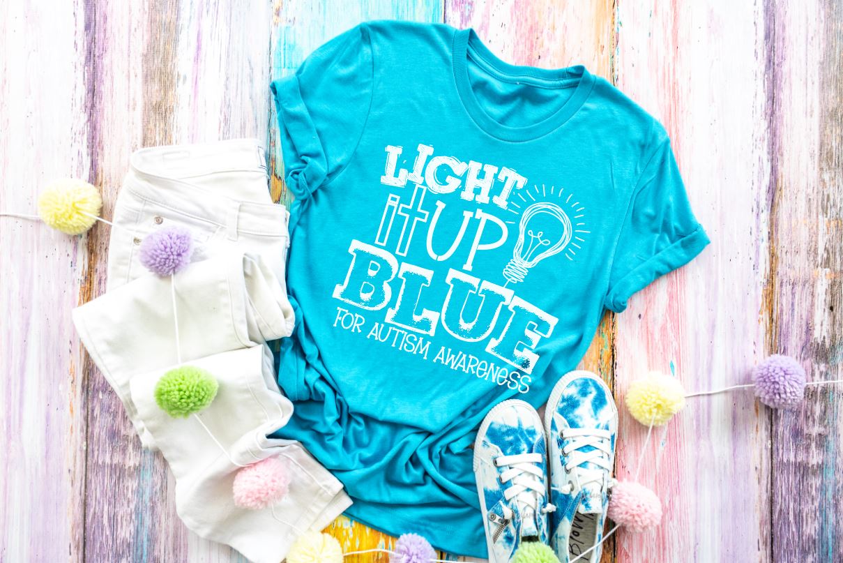 F1C2 Light It Up Blue 10.5" SCREEN PRINT TRANSFER HoopMama