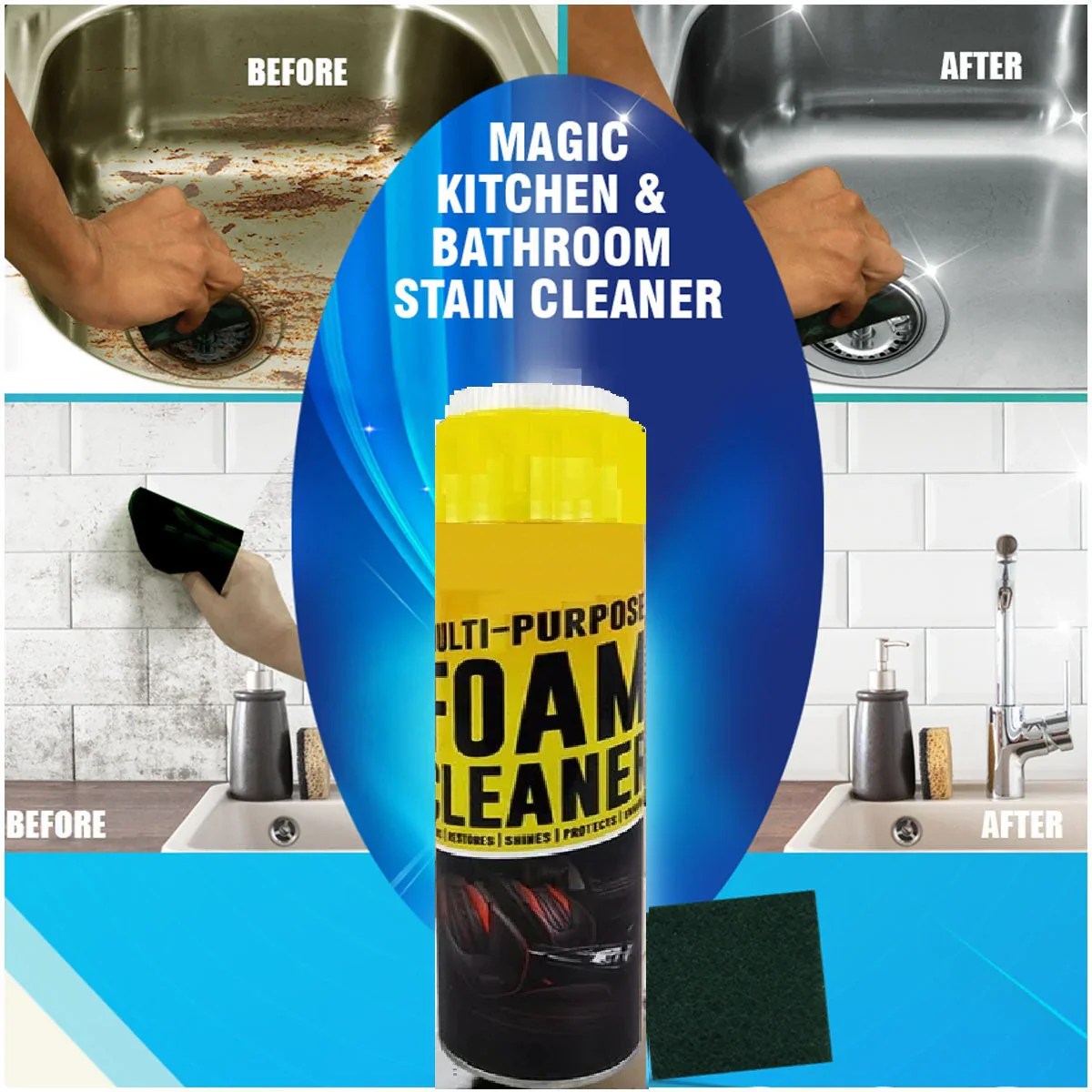 MultiPurpose Foam Cleaner Spray For Kitchen, Toilet & Home Appliances