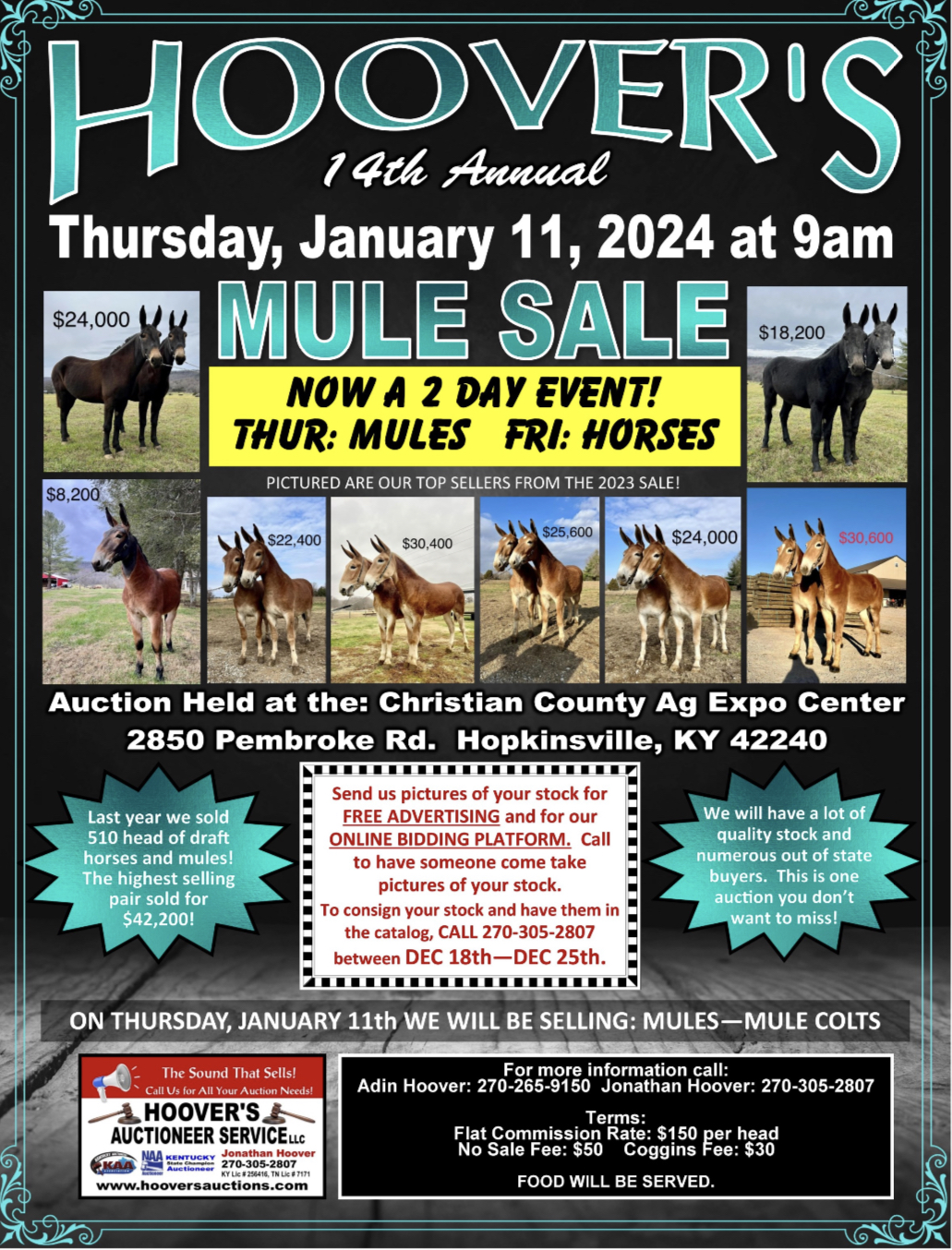 Hoover's 14th Annual Mule Sale Hoover's Auctioneer Service