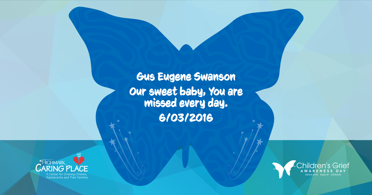 Butterfly dedicated to Gus Eugene Swanson Illuminating HOPE