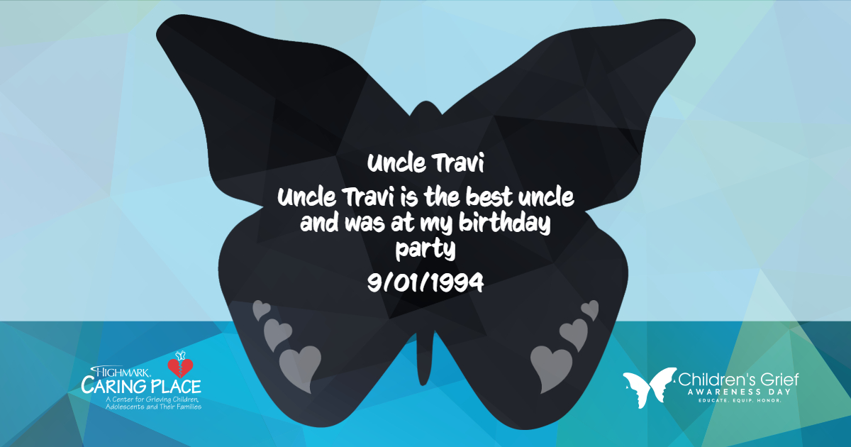 Butterfly dedicated to Uncle Travi Illuminating HOPE