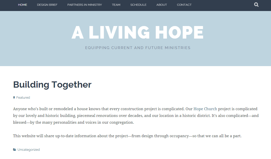 Next Up for Living Hope Requirements Gathering Hope Church