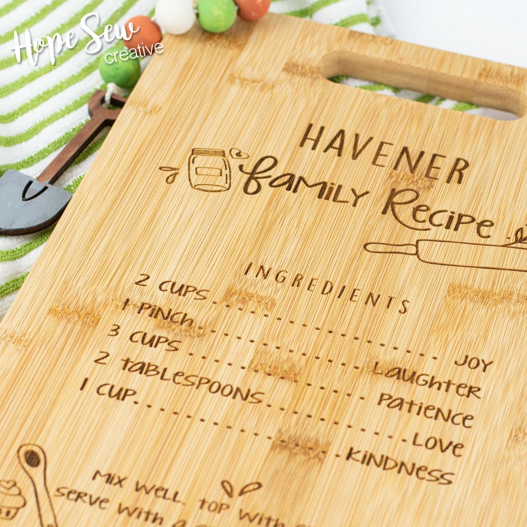 Personalized Family Recipe Bamboo Cutting Board Hope Yoder