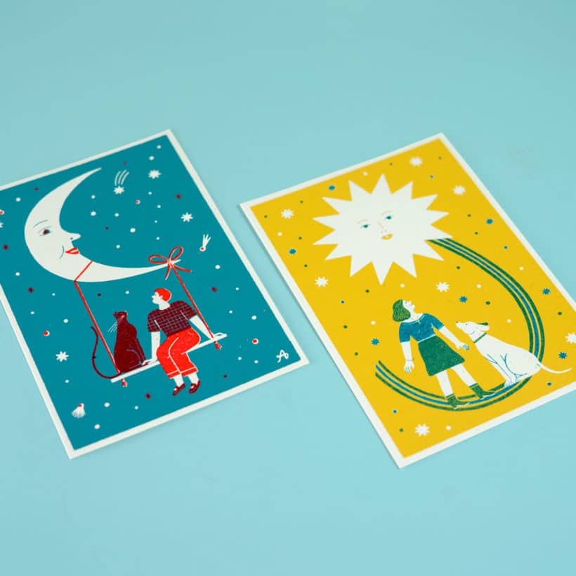 Set di 2 serigrafie Sole e Luna Alessandra De Cristofaro (80
