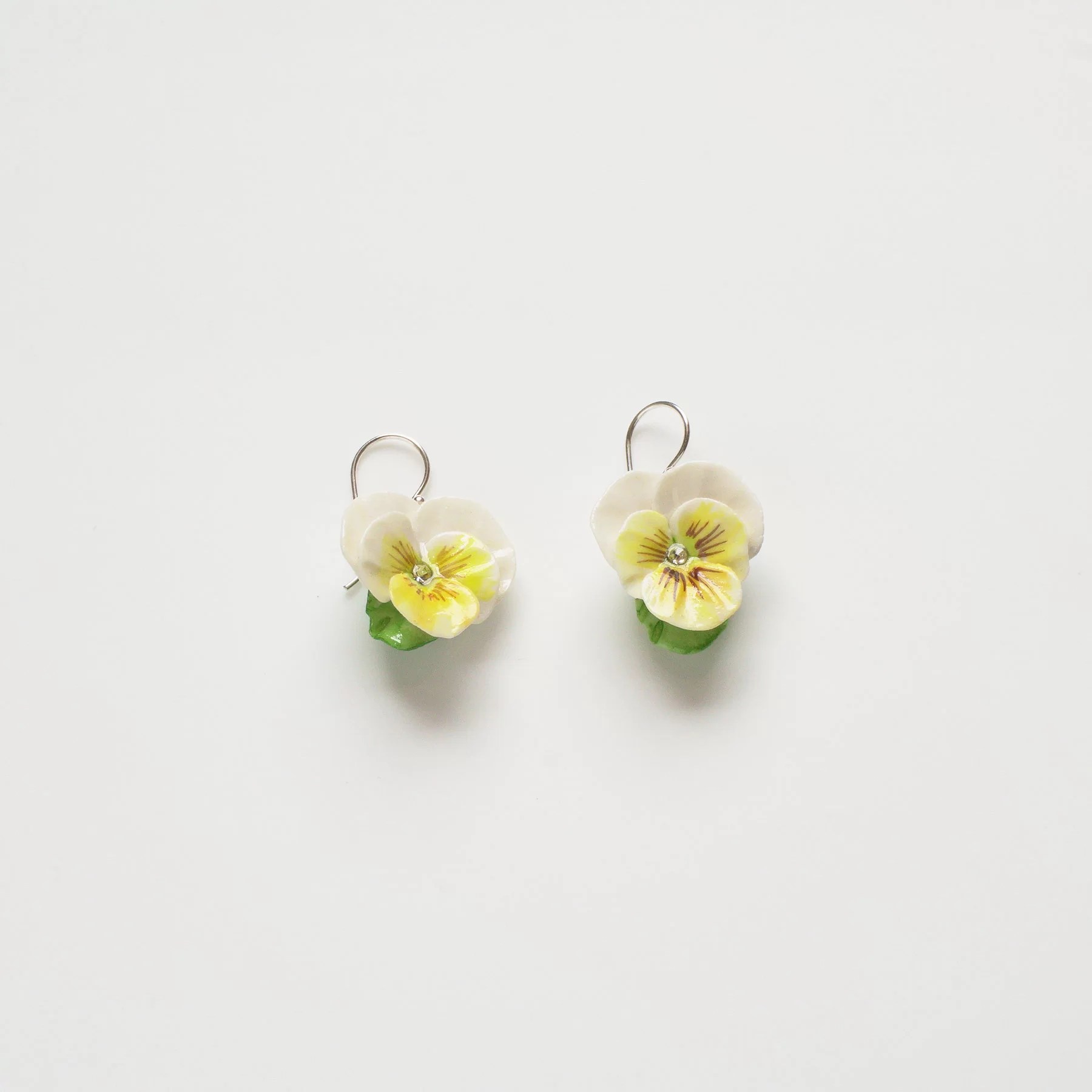 Yellow Pansy Drop Earrings