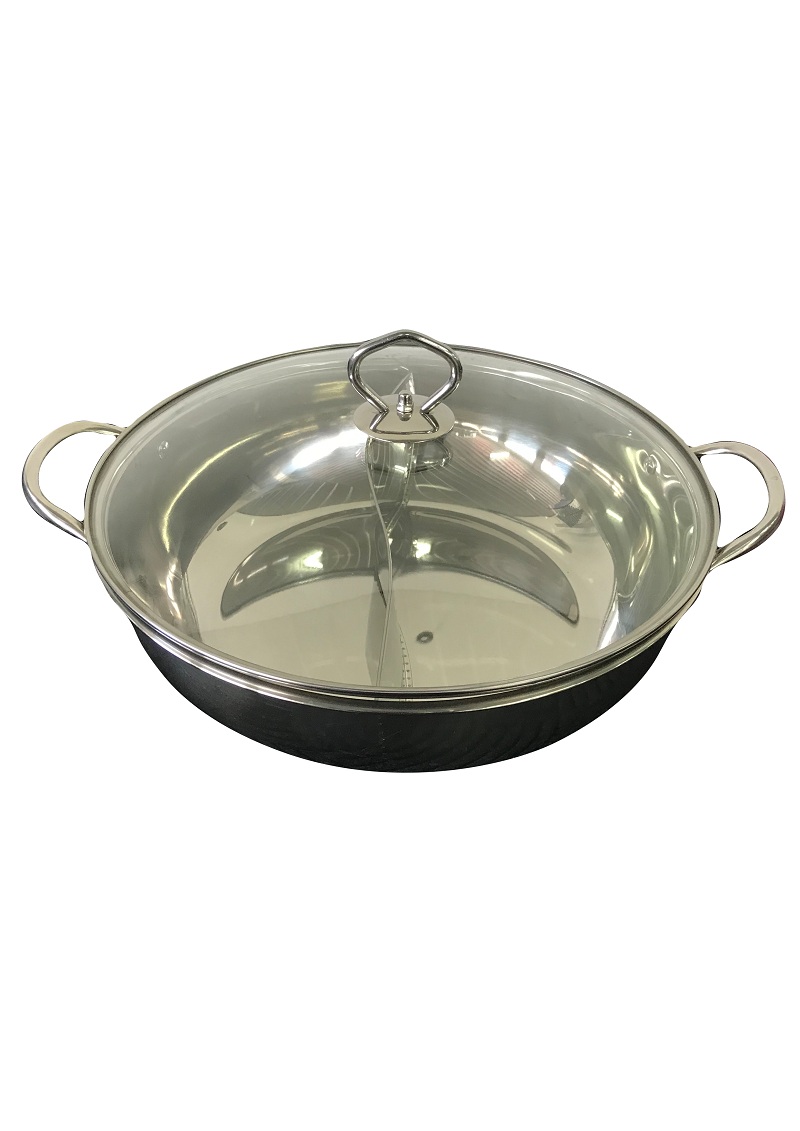 (SUBRON) HOT POT WITH DIVIDER WITH GLASS LID AND INNER BOX Mr. Kitchen