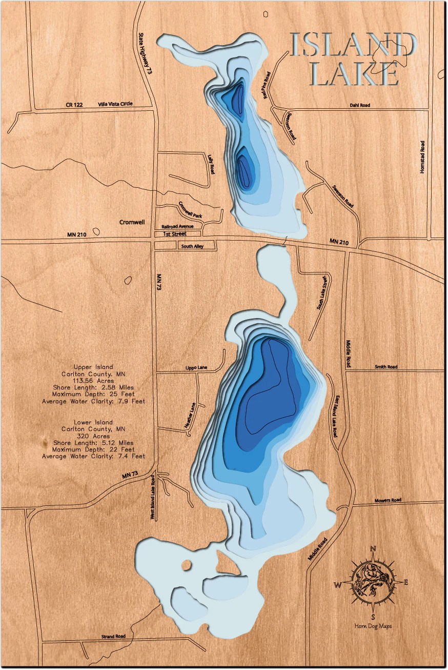 Island Lake in Carlton County, MN, Near Cromwell Horn Dog Maps