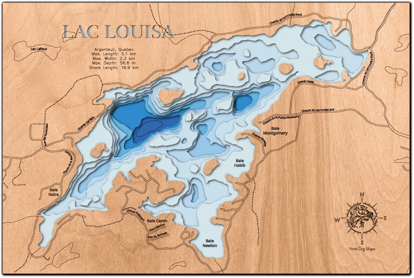 Lac Louisa in Argenteuil, Quebec, Canada Horn Dog Maps