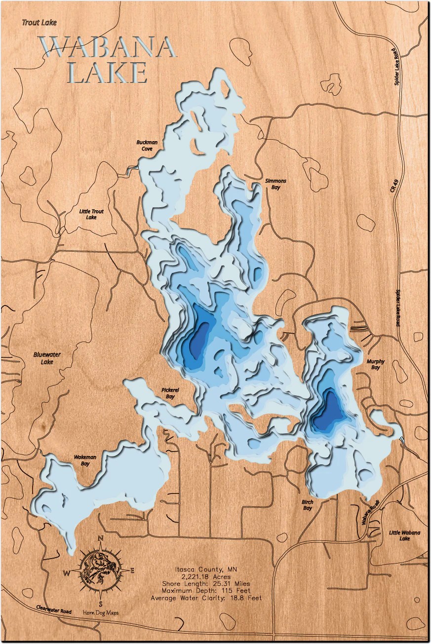 Wabana Lake in Itasca County, MN Horn Dog Maps