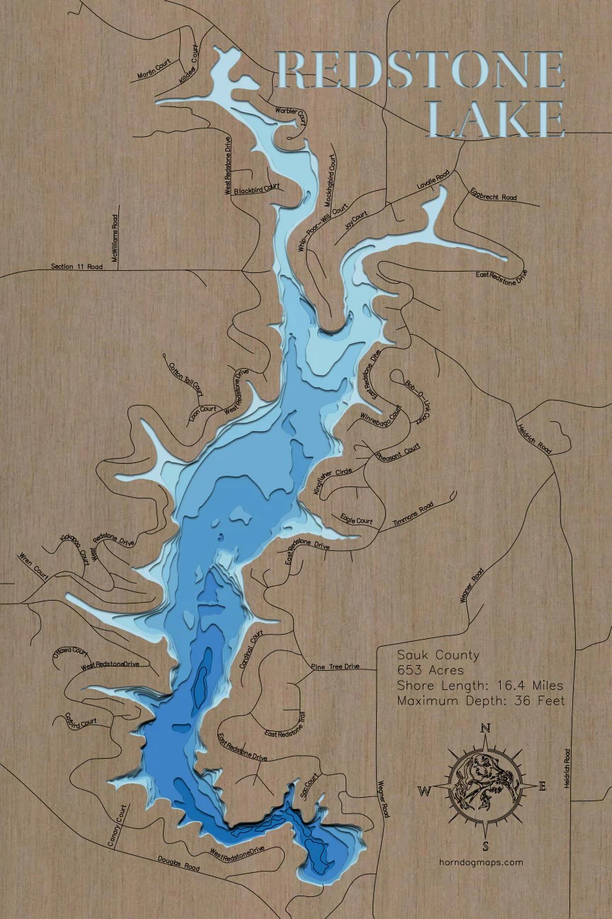 Redstone Lake in Sauk County, WI Horn Dog Maps