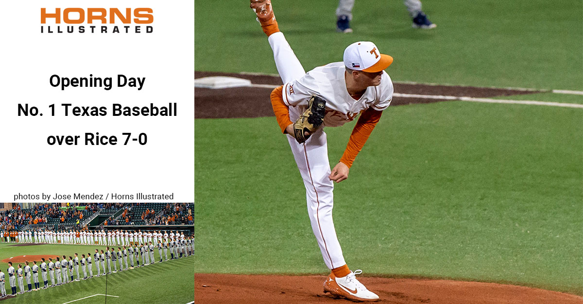 No. 1 Texas Baseball does not allow Rice to score on Opening Day