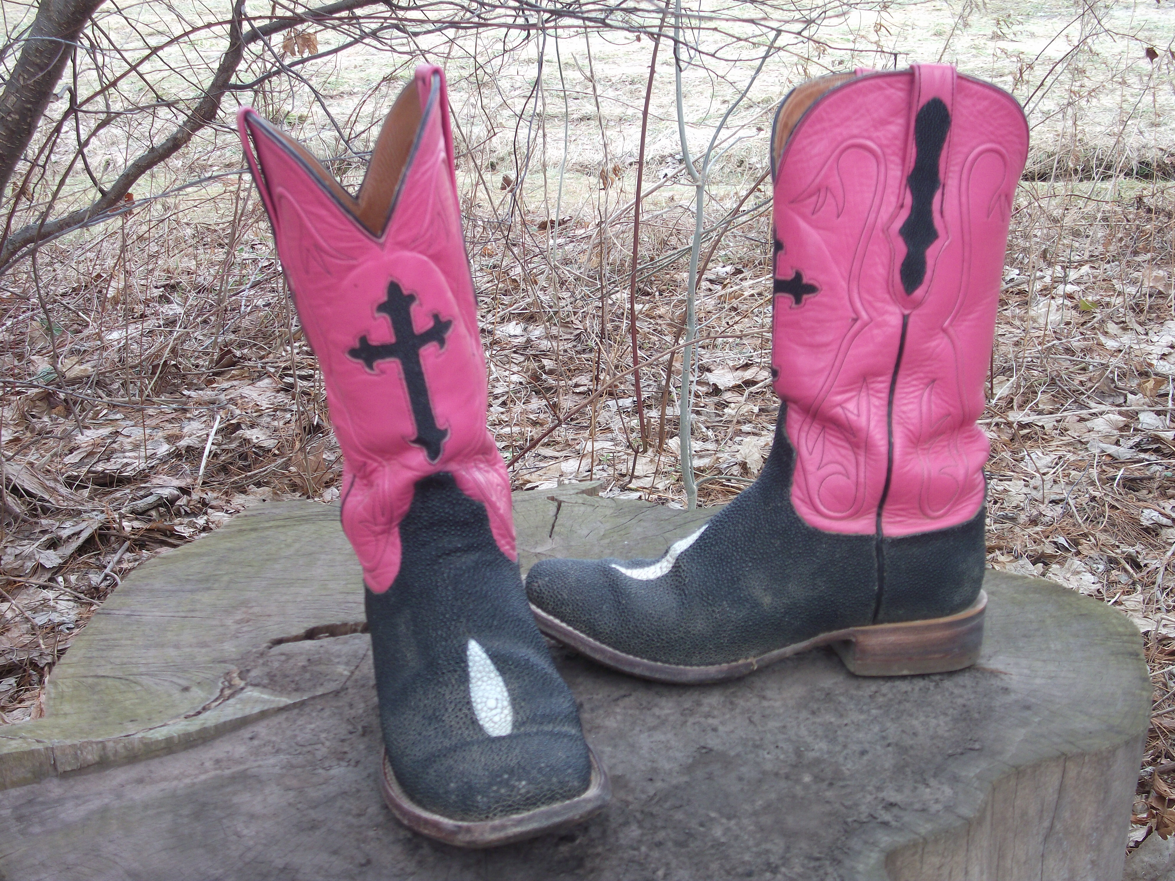 Pink & Black Cowboy Boots