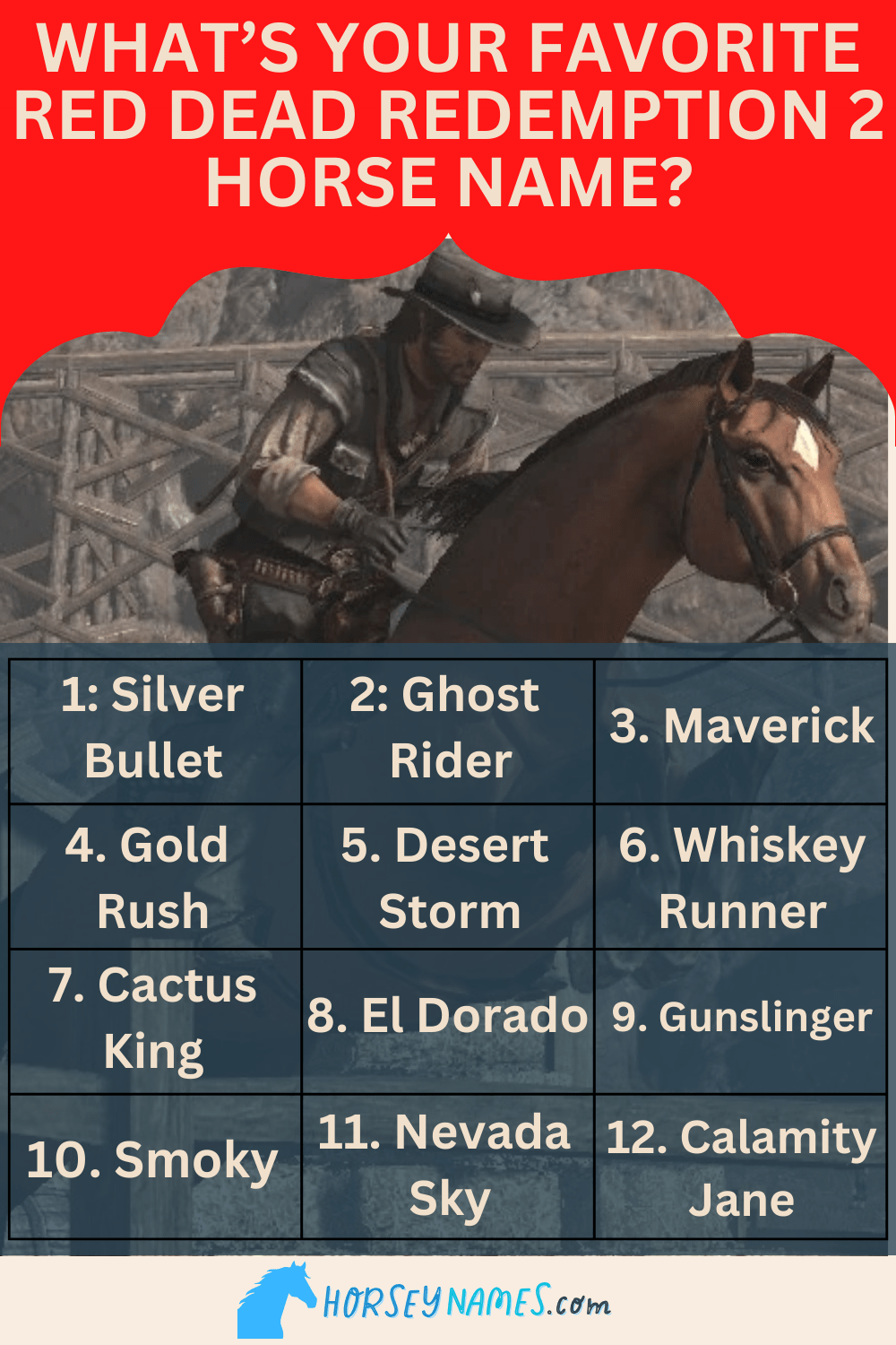 140+ Red Dead Redemption 2 Horse Names with Generator