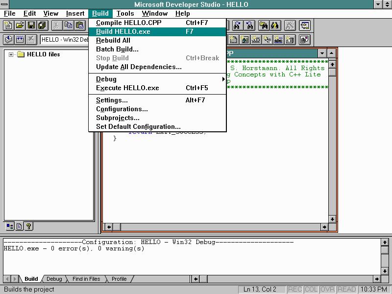 Creating a CCC Console workspace in MSVC 4.0