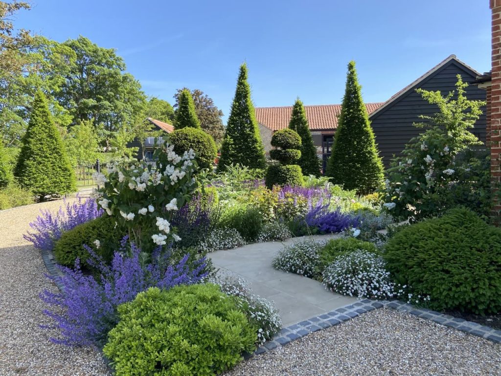 a garden designed by Humaira one year after planting in Surrey