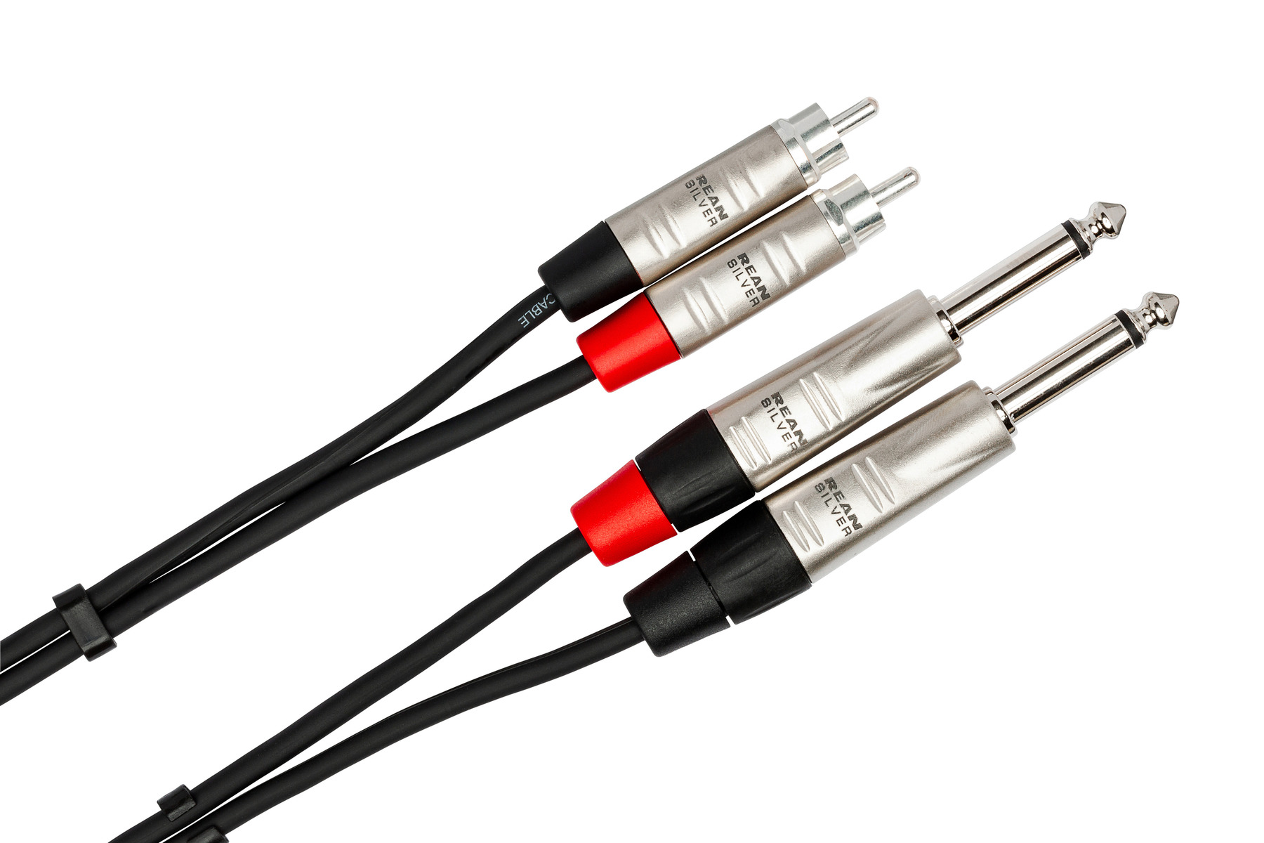 Dual REAN 1/4 in TS to RCA Pro Stereo Interconnect Hosa Cables