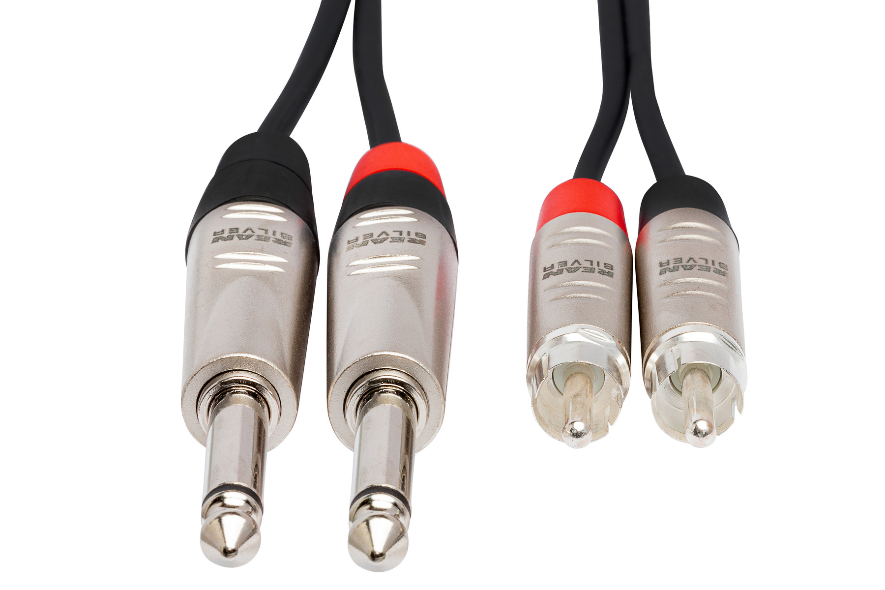 Dual REAN 1/4 in TS to RCA Pro Stereo Interconnect Hosa Cables