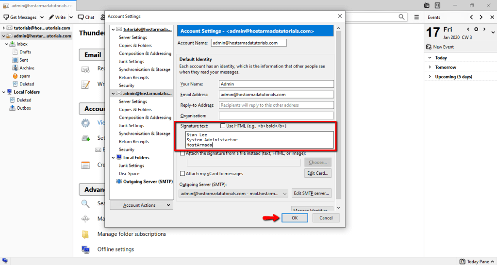 Setting up an Email Signature in Thunderbird HostArmada