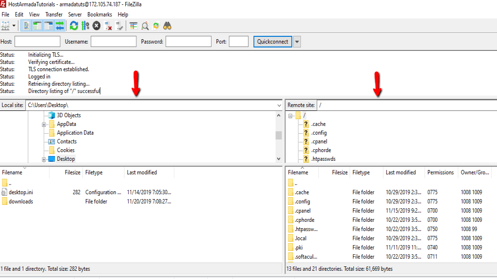 Transferring files using the FileZilla FTP Client HostArmada