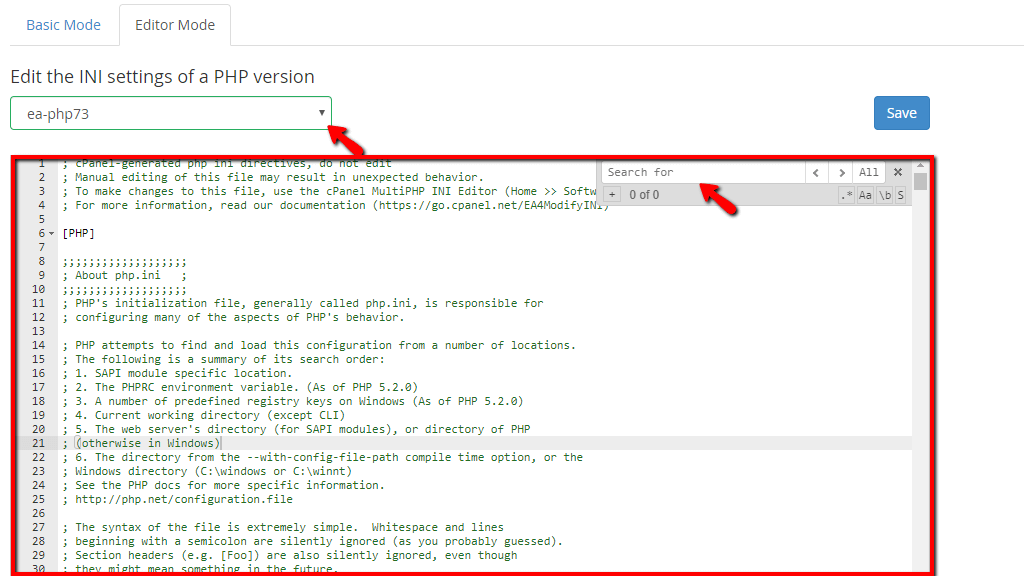 Using the MultiPHP INI Editor feature in WHM HostArmada