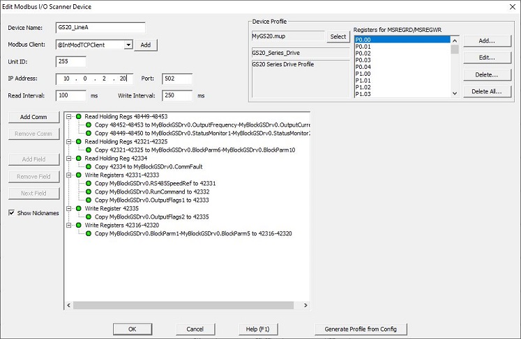 Modbus I/O Scanner Configuration