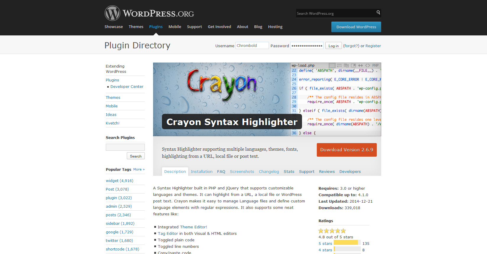 crayon WordPress mit SyntaxHighlighting