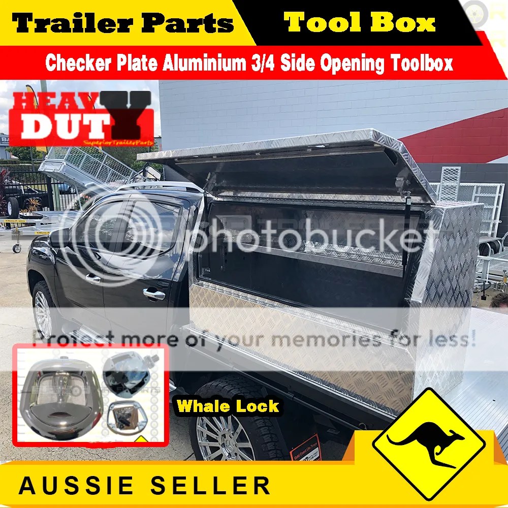 Checker Aluminium 3/4 Side Opening Toolbox Ute Truck Trailer ToolBox