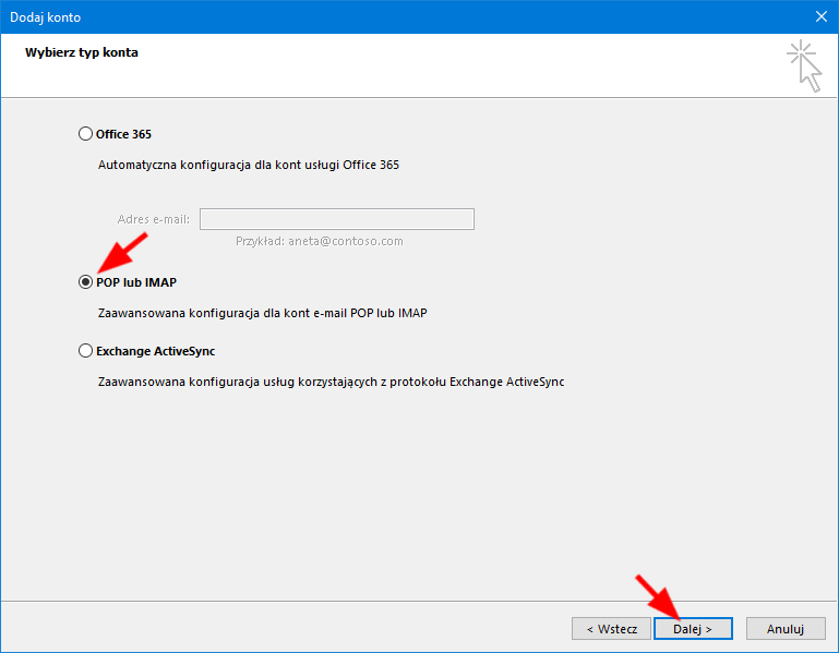 Outlook 365, 2016 i nowsze konfiguracja konta pocztowego