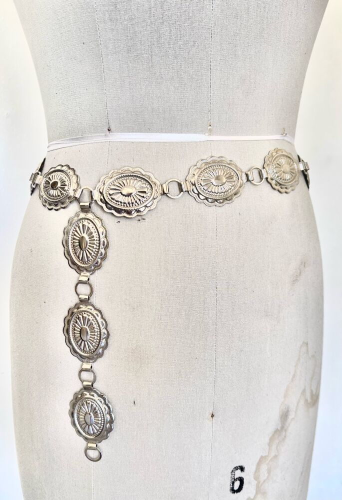 Western Metal Oval Concho Chain Belt → Hotbox Vintage