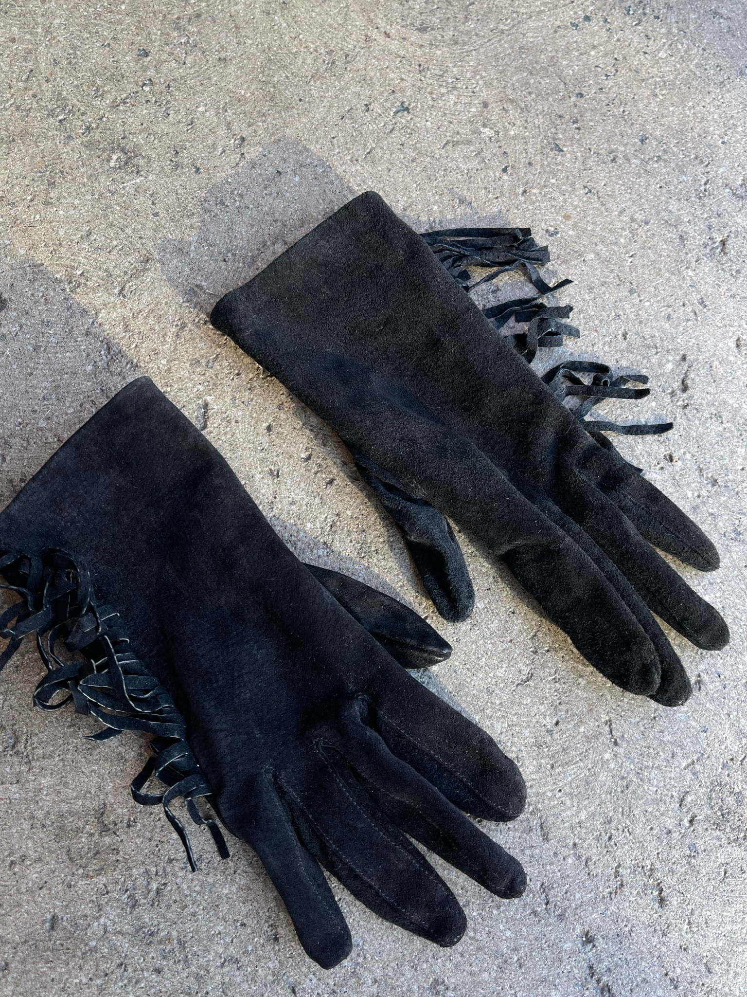 Black Fringe Leather Gloves → Hotbox Vintage