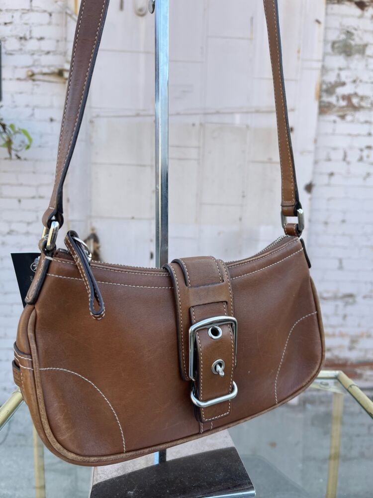 Vintage Brown Leather Crossbody / Shoulder Bag