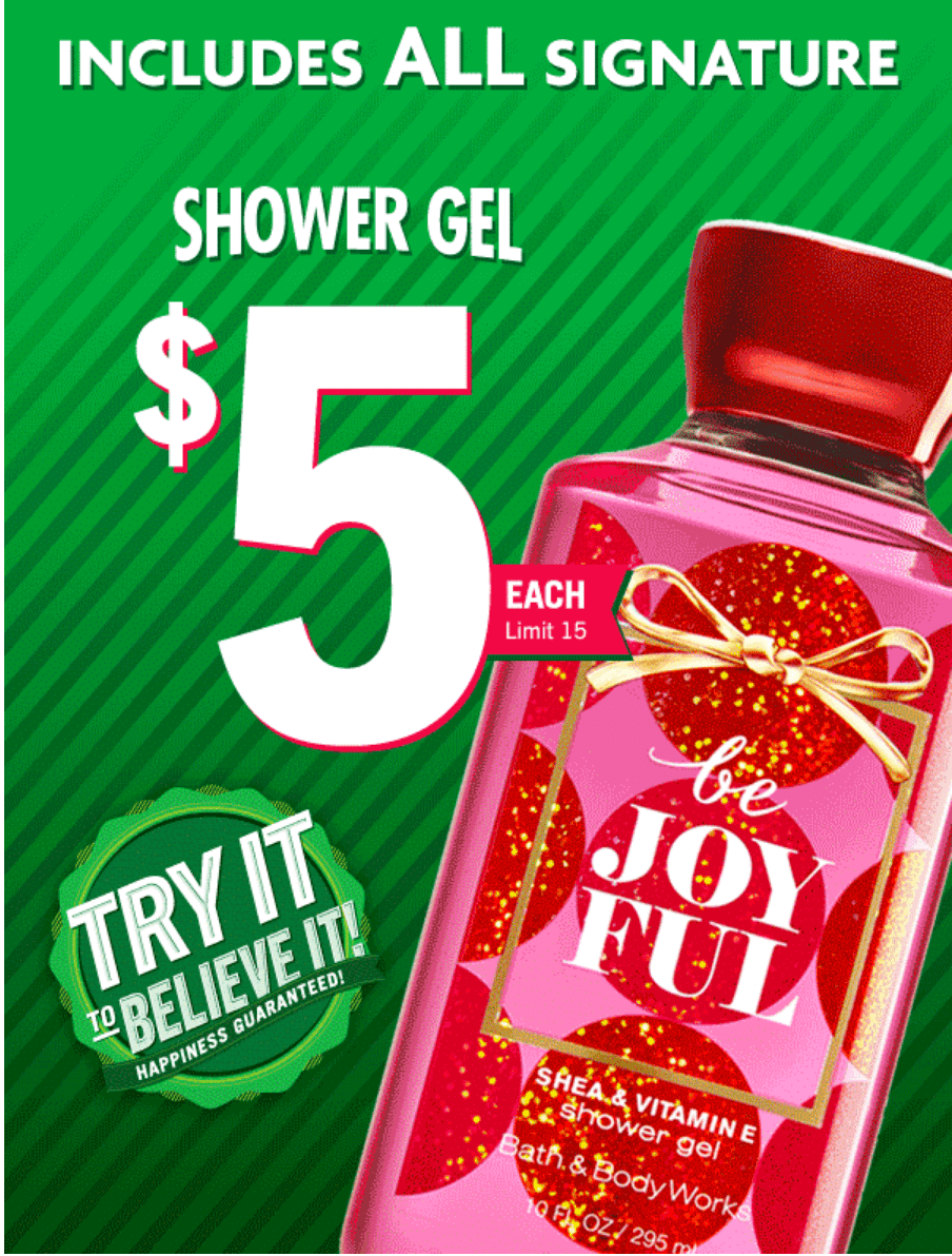 Bath & Body Works Canada Offers All Signature Collection Shower Gel
