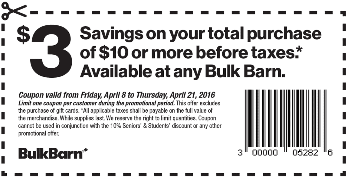 Bulk Barn Canada New Coupons Save 3 On Your Total Purchase Of 10 Or More Hot Canada Deals