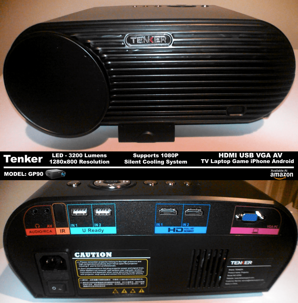 TENKER GP90 Best Affordable 3200 Lumens LED Video Projector Hot