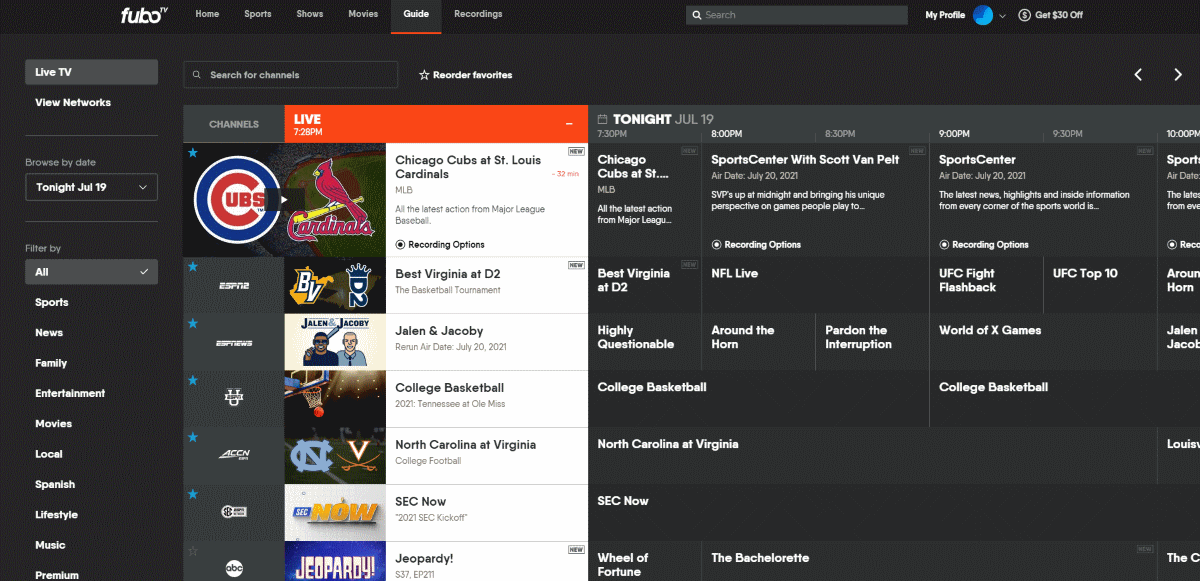 ESPN Online FuboTV Streaming Plans to Watch Sports Online [Price & Channel List] HotDog