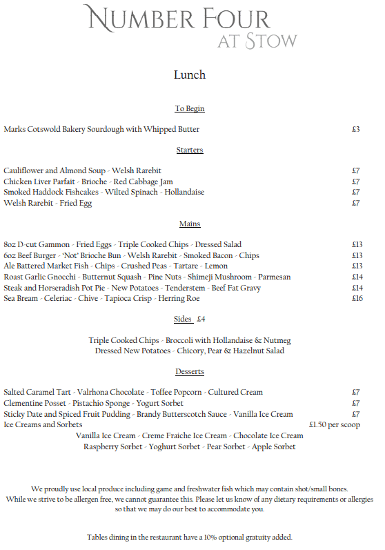 Restaurant Dining at Number Four StowontheWold, Cotswolds