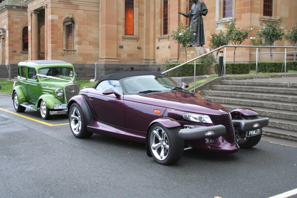 Purple Plymouth Prowler Hot Rod Hire Modern Classic Wedding Car Hire