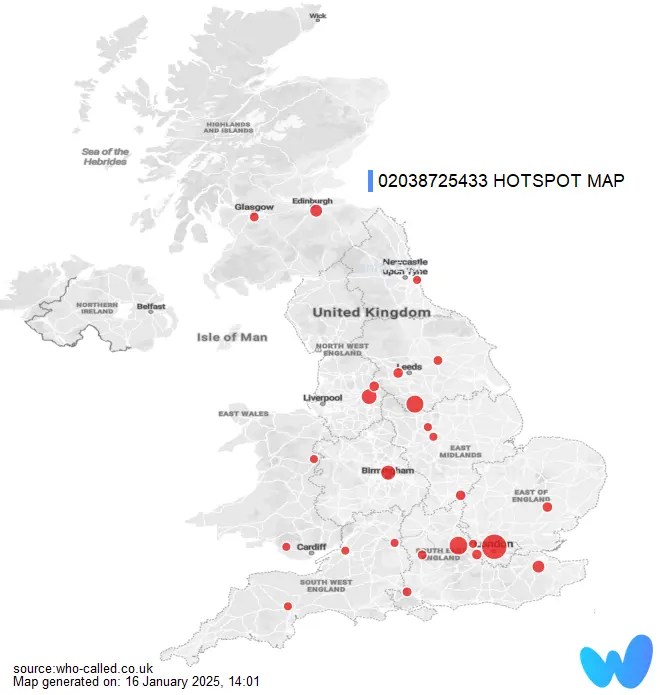 02038725433 InDepth Regional Activity Analysis Who Called Me?