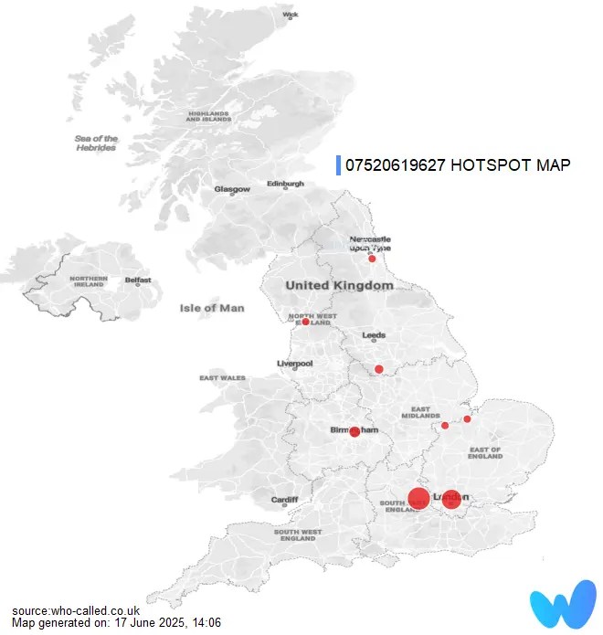 07520619627 InDepth Regional Activity Analysis Who Called Me?